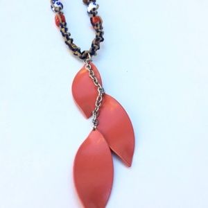 Orange pendant hemp necklace handmade